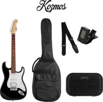 Kozmos Kgp-Stg20Hss-Bk Siyah Elektro Gitar + UNIQUE-MINI-BK 10W Amfi Başlangıç Paketi