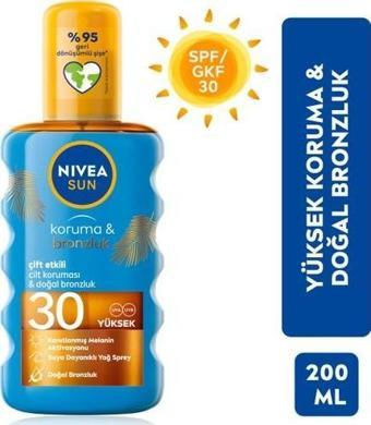 Nivea Sun Spf30 Koruma & Bronzluk Güneş Yağı 200 Ml Sprey,Yüksek Güneş Koruması