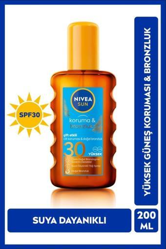 Sun Çift Etkili Koruma Ve Bronzluk Güneş Spreyi 200ml, Spf30, Doğal Bronzluk, Suya Dayanıklı