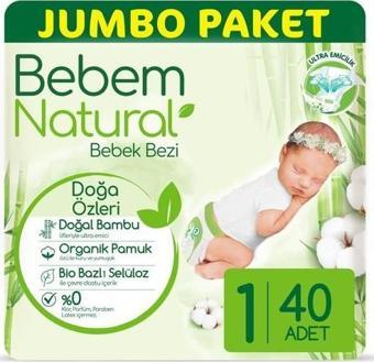 Bebem Natural Bebek Bezi 1 Beden Yenidoğan 40 Adet