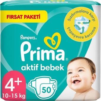 Prima Bebek Bezi Aktif Bebek 4+ Numara 50 Adet Fırsat Paketi