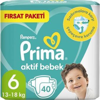 Prima Bebek Bezi Aktif Bebek 6 Numara 40 Adet Fırsat Paketi