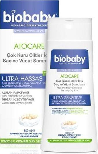 Biobaby Atocare Çok Kuru Ciltler İçin Saç Ve Vücut Şampuanı 300 ml