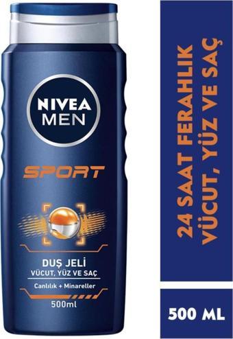 MEN Erkek Duş Jeli Sport 500ml, Canlandırıcı, Mineral, Vücut Saç ve Yüz, Spordan Sonra Yenileyici