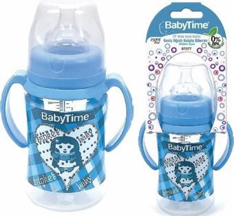 BabyTime Geniş Ağızlı Kulplu Pp Silikon Uçlu Biberon Mavi 250 Ml