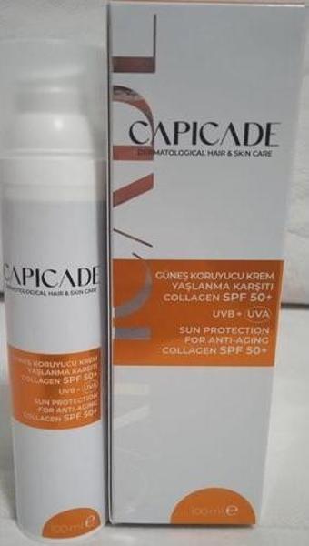 Capicade Spf50+ Güneş Koruyucu Kremi Yaşlanma Karşıtı Collagen 100Ml