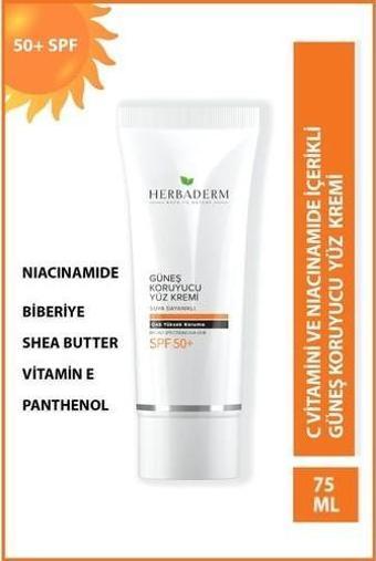 Herbaderm Suya Dayanıklı Güneş Koruyucu Yüz Kremi Uva + Uvb (50+Spf) 75 Ml