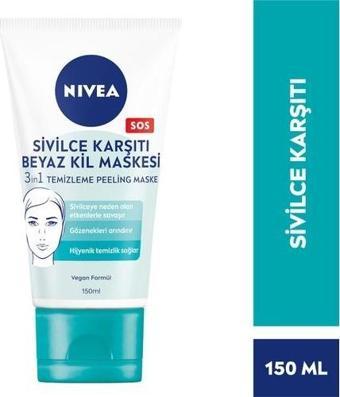 Nivea Sivilce Karşıtı Yüz Temizleyici Beyaz Kil Maskesi 3İn1150 Ml,Peeling Ve Gözenek Arındırıcı