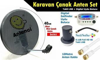 Antenci 40cm Delikli Karavan Çanak Anten Seti +Dijital Uydu Bulucu