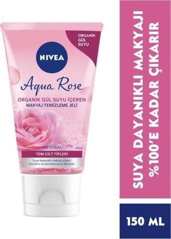 Aqua Rose Organik Gül Suyu Makyaj Temizleme Jeli 150ml, Suya Dayanıklı Makyajı Çıkarır, Nemlendirici