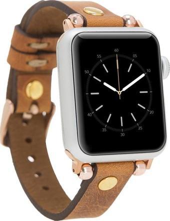 Bouletta Apple Watch Uyumlu Deri Kordon 38-40-41mm GT G19 Taba