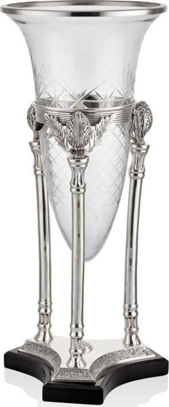 Lamedore Zeus Konik Camlı Silver Büyük Boy Vazo 25.5 x 25.5 x 59.5 Cm