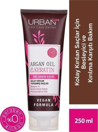 Urban Care Argan Yağı&Keratin Kolay Kırılan Yıpranmış Saçlara Özel Saç Bakım Kremi-Vegan-250Ml