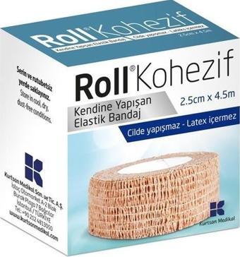 Roll Kohezif Koban Kendinden Yapışkanlı Bandaj 2.5Cm X 4.5 M