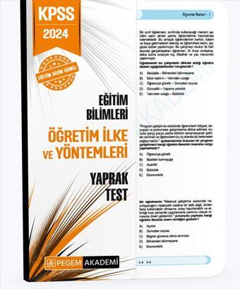 Pegem Akademi 2024 KPSS Eğitim Bilimleri Öğretim İlke ve Yöntemleri Yaprak Test - Pegem Akademi Yayıncılık