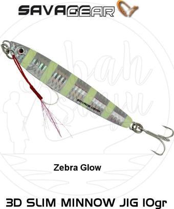 Savage Gear 3D Slim Minnow Jig 10g Zebra Glow