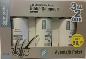 Dermoskin Biotin Şampuan Erkeklere Özel 200 ml x 3 Al 2 Öde Avantajlı Paket