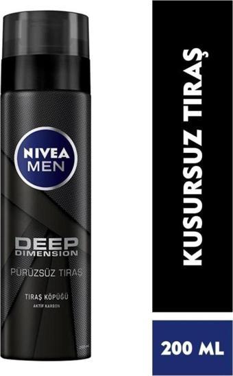 Men Erkek Tıraş Köpüğü Deep Dimension 200ml, Kusursuz Tıraş, Aktif Karbon, Kaygan Tıraş Deneyimi