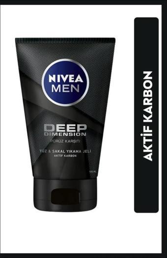 MEN Erkek Yüz ve Sakal Temizleme Jeli Deep Dimension 100ml, Cilt Arındırıcı, Aktif Karbon
