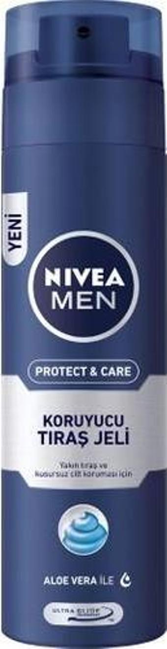 Nivea Men Protect&Care Tıraş Jeli 200Ml,Kuru Ciltler İçin,Pürüzsüz Tıraş