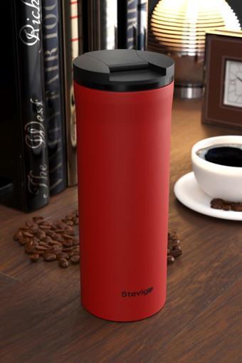 Stevig 2 Go Paslanmaz Çelik Termos Bardak 400 Ml Travel Mug Red ST-203