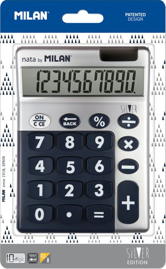 MILAN 159906SLBBL SILVER 10 HANE MAVİ HESAP MAKİNESİ BLISTER