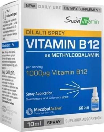 Suda Vitamin B12 Dil Altı Sprey 10 Ml - 66 Puf