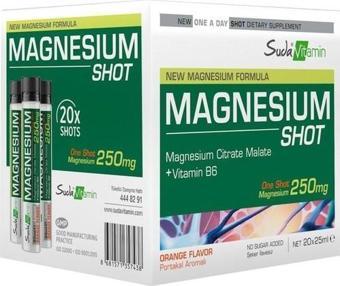 Suda Vıtamın Magnesıum + B6 Shot Portakal Aromalı 25 Ml 20 Adet