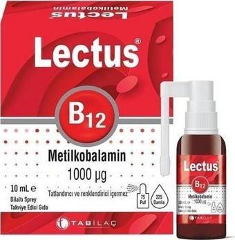 Tab İlaç Lectus B12 Metilkobalamin Dilaltı Sprey 1000 Mcg 10 Ml'Lik Şişe