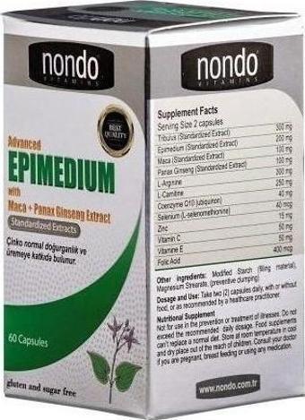 Nondo Advanced Epimedium With Maca + Panax Ginseng Extract 60 Kapsül