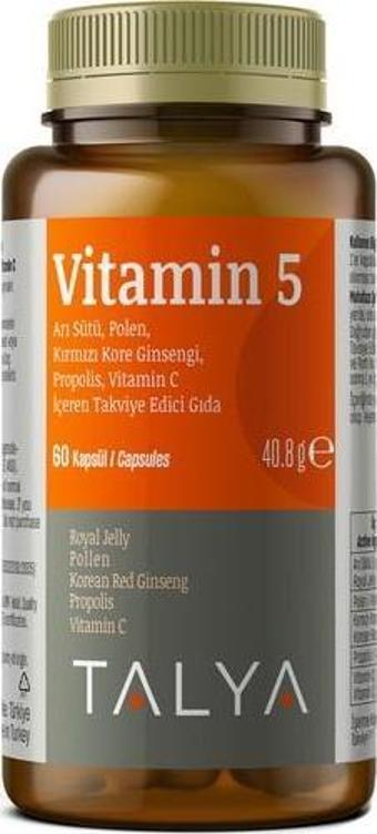 Talya Vitamin 5 - Arı Sütü, Polen, Propolis, Ginseng, Vitamin C, İçeren Takviye Edici Gıda