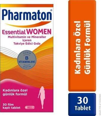 Pharmaton Essential Women 30 Tablet - Biotin, Demir, Vitamin B, Multivitamin Ve Mineraller