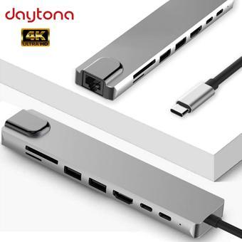 Daytona CF10 Macbook Uyumlu 8ın1 Type-C To 4K HDMI Tv Uhd 1080P 2*Type-C 2*USB 3.0Ethernet Lan 2*Sd Çevirici Adaptör