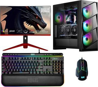 Dragos DRx6388 i7 14700KF 64GB DDR5 2TB NVMe 4.0 SSD 12GB RTX4070Ti 27 İnç 240Hz Curved Oyuncu Bilgisayarı
