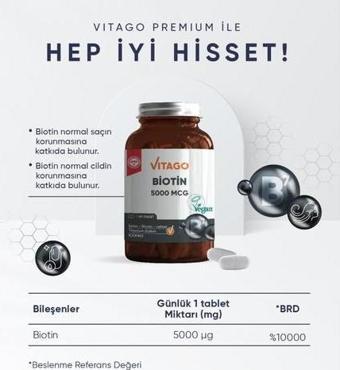 Vitago Premium Biotin 5000 Mcg 60 Tablet
