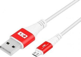 Swiss Charger SCC-10070 Mikro USB Kırmızı Beyaz Şarj Kablosu