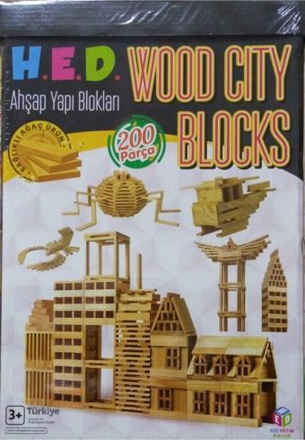 Hobi Eğitim Wood Cıty Bloks 200 Parça Ahşap Yapı Blokları