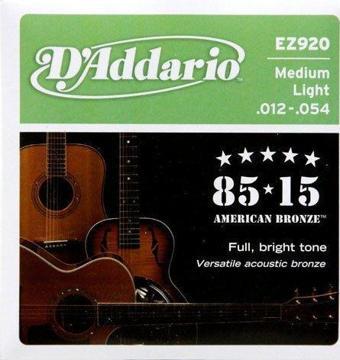 D'addario Ez920 012 Akustik Gitar Teli 85-15 Med Lıte