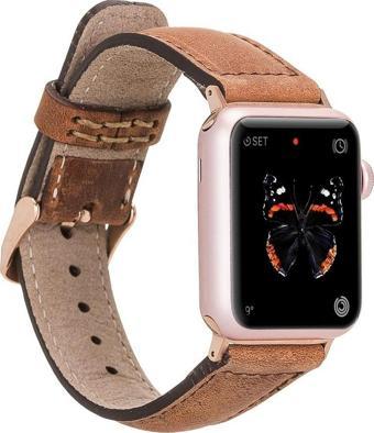 Bouletta Apple Watch Uyumlu Deri Kordon 42-44-45mm G19 Taba