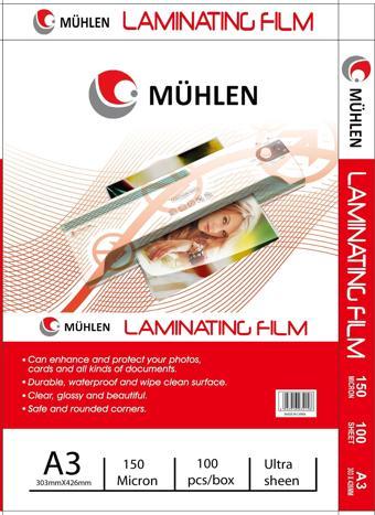 Mühlen Beutel A3-150 / A3 Boyutu, 150 Mikron Laminasyon PVC Filmi 1 Paket 100 Adet