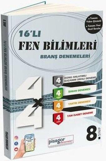 8. Sınıf Pisagor Fen Bilimleri 16'lı Branş Denemeleri - Kolektif  - Zeka Küpü Yayınları