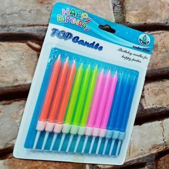 Kuzey Multi Colors Bırthday Candle Vıp Kalite Renkli Neon Pasta Mumu 12 Adet Neon Renkli Doğum Günü Mumu