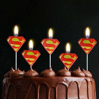 Kuzey Superman Bırthday Candle Vıp Kalite Süpermen Pasta Mumu 5 Adet Süpermen Doğum Günü Mumu Superman Mum