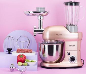 Emsan Bella Gusto Maxi Golden Pink Stand Mikser Mutfak Şefi 1300W 5 Lt