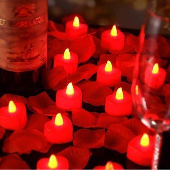 Kuzey Heart Red Light Candles 24 Adet Kırmızı Led Işıklı Kalpli Mum Kırmızı Led Mum Kırmızı Işıklı Mum