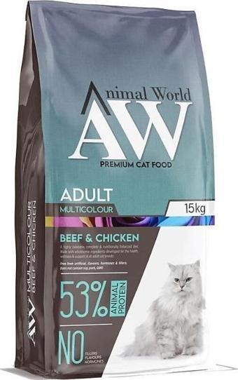 Animal World Beef & Chicken Yetişkin Kedi Maması 15 kg