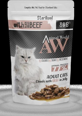 Animal World Soslu Sığır Etli Kısırlaştırılmış Kedi Konservesi 80 gr