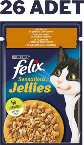 Felix Sensations Tavuk Havuç Jel Pouch Kedi Konservesi 26x85 Gr