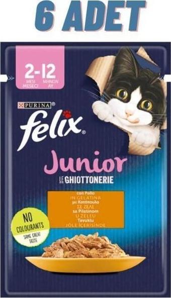 Felix Tavuklu Junior Yavru Kedi Konservesi Pouch 6x85 Gr