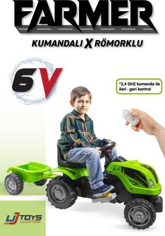 UJ Toys  - Kumandalı Akülü 6v Römorklu Traktör